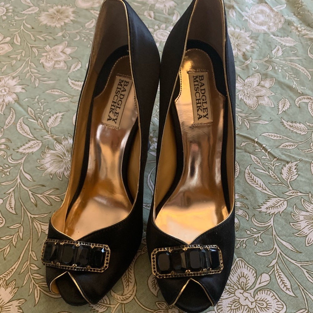 Badgley Mischka Peep Toe Heels with Jewels